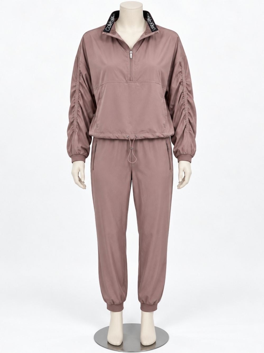 Calvin Klein Performance Women's Half-Zip Pullover Jogger Set Dusty Mauve Med